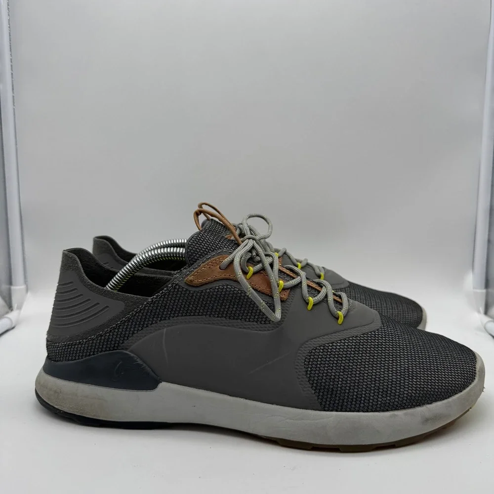 Olukai‎ Nihoa Li Mens 12 Charcoal Grey Mesh Athletic Sneakers 10494-2526